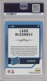 Ladd McConkey from the 2024 Donruss set featuring a Holo parallel graded by PSA and given an overall grade of 10.