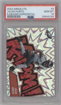 Jalen Hurts from the 2023 Panini Absolute set graded by PSA and given an overall grade of 10.