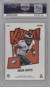 Jalen Hurts from the 2023 Panini Absolute set graded by PSA and given an overall grade of 10.