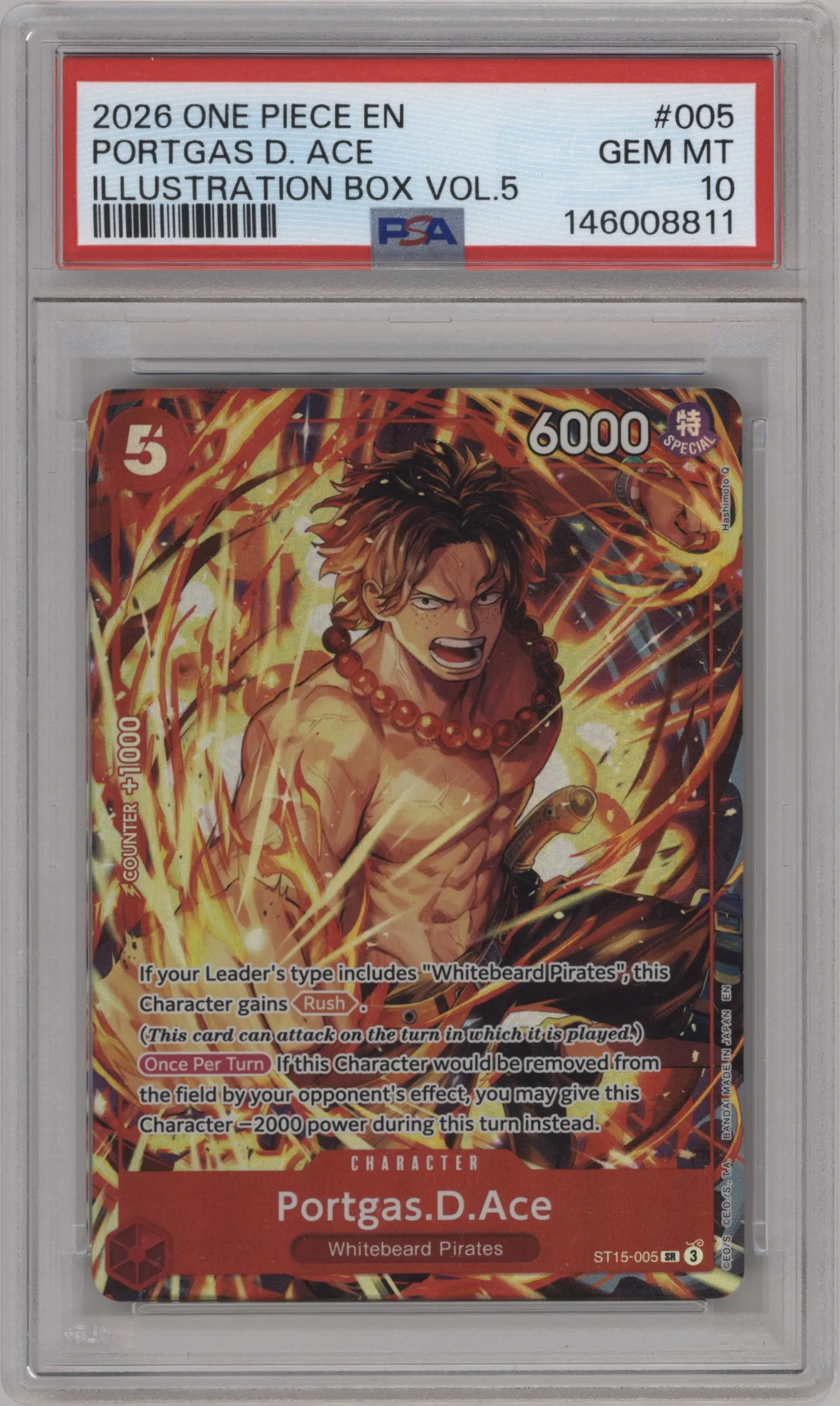 2026 One Piece Illustration Box Vol.5 Portgas.D.Ace PSA 10