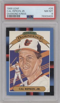 Cal Ripken Jr. from the 1987 Leaf set graded by PSA and given an overall grade of 8.