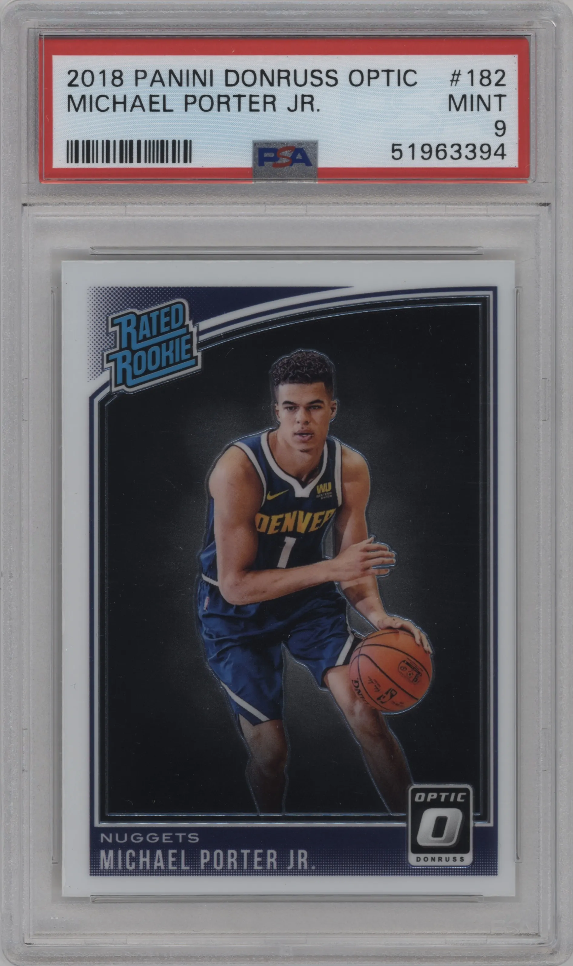 2018 Panini Donruss Optic Rated Rookie Michael Porter Jr. PSA 9