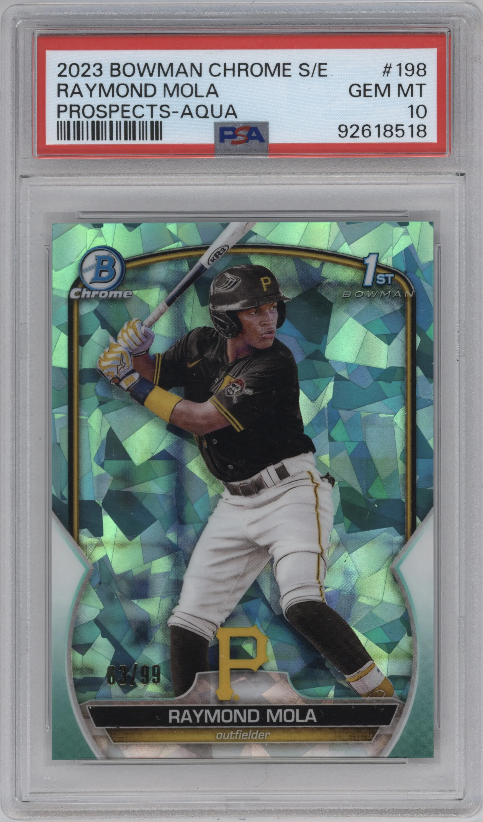 2023 Bowman Chrome Sapphire Edition Chr.Pros. Raymond Mola Aqua PSA 10