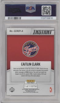 Caitlin Clark from the 2024-25 Panini Instant WNBA set graded by PSA and given an overall grade of 9.