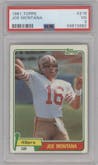 Joe Montana from the 1981 Topps  set graded by PSA and given an overall grade of 3.