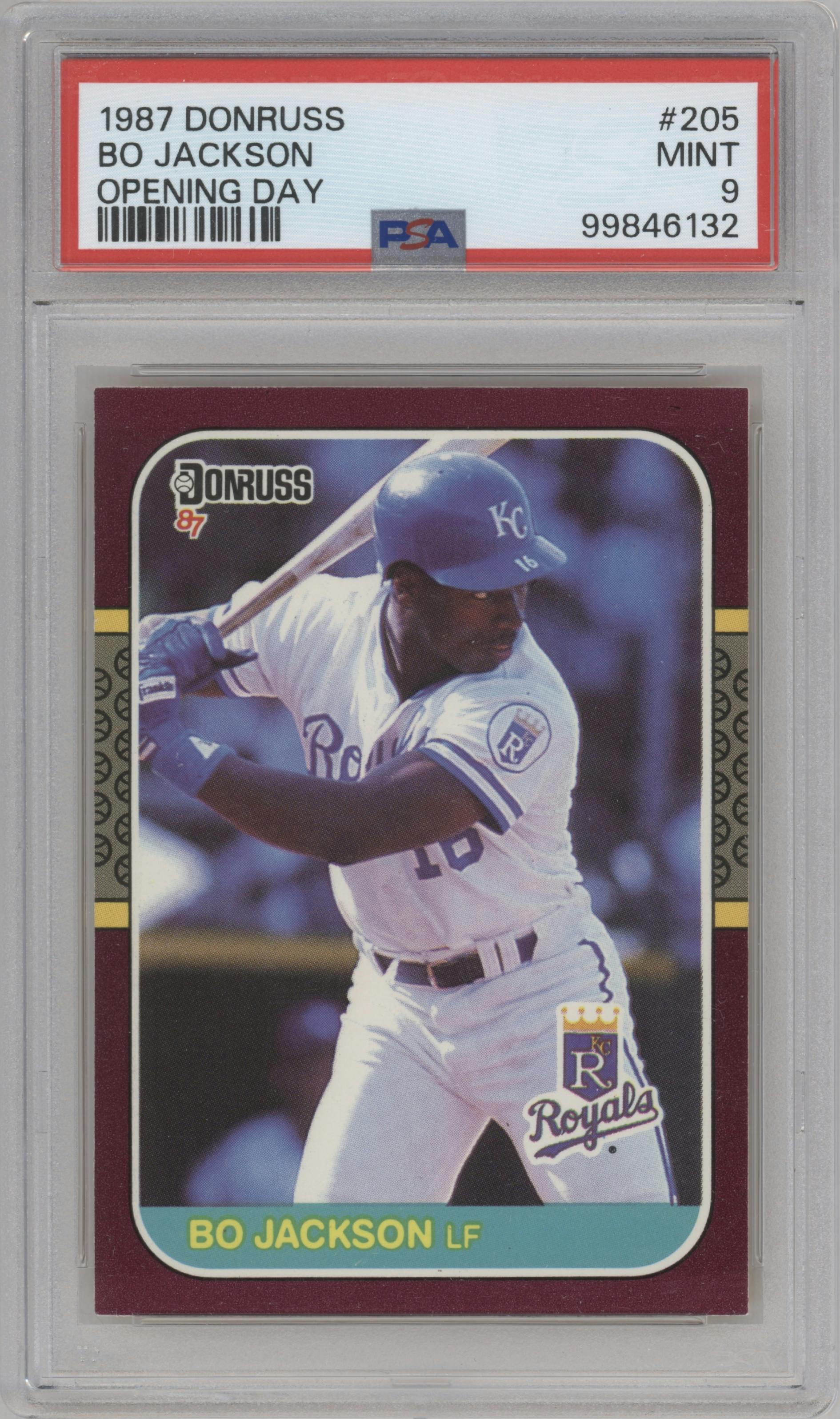 Bo Jackson from the 1987 Donruss Opening Day set graded by PSA and given an overall grade of 9.
