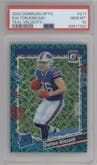 Dalton Kincaid from the 2023 Donruss Optic set featuring a Teal Velocity parallel graded by PSA and given an overall grade of 10.