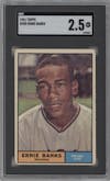Ernie Banks from the 1961 Topps set graded by SGC and given an overall grade of 2.5.