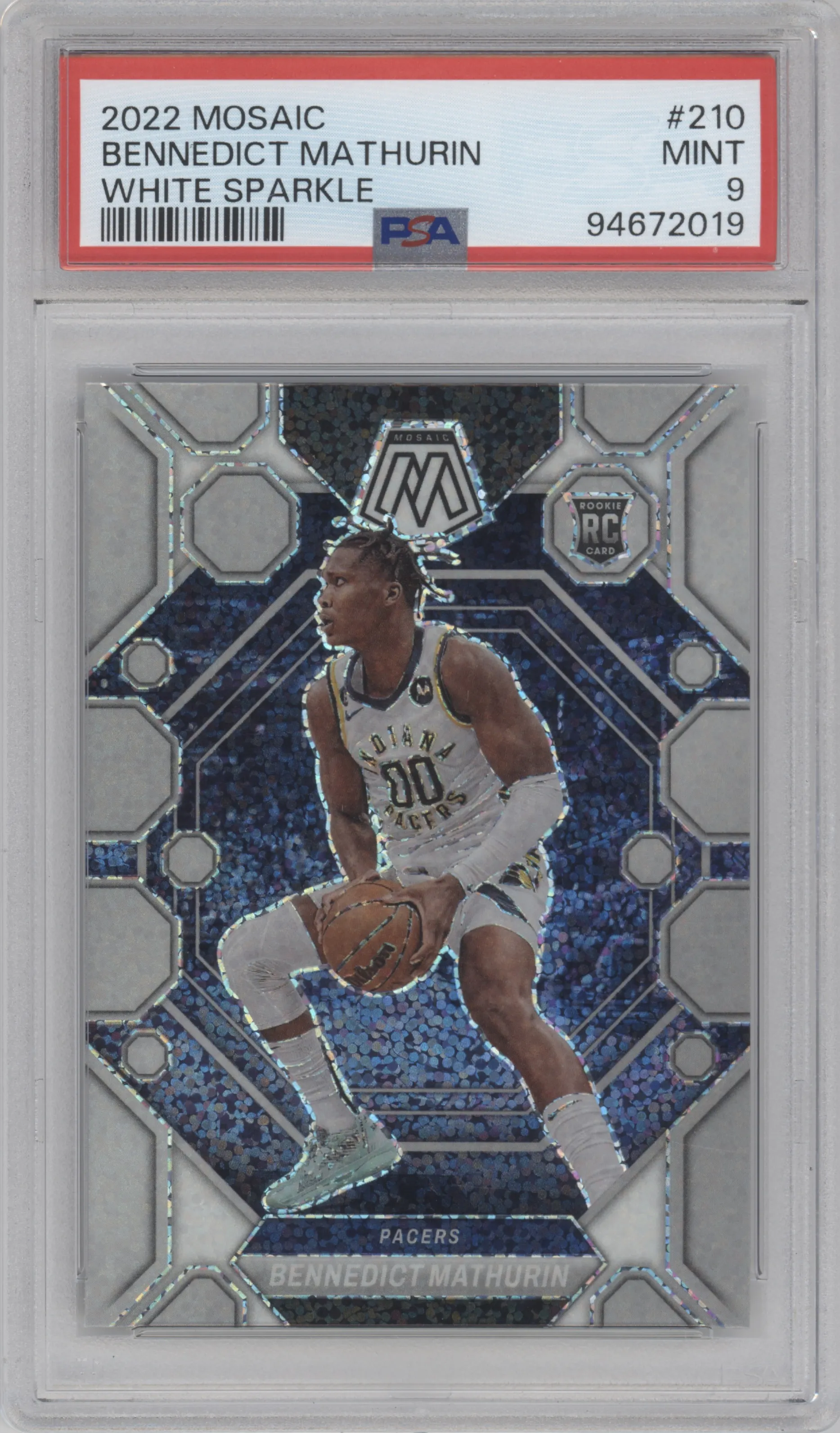 2022 Panini Mosaic Bennedict Mathurin White Sparkle PSA 9