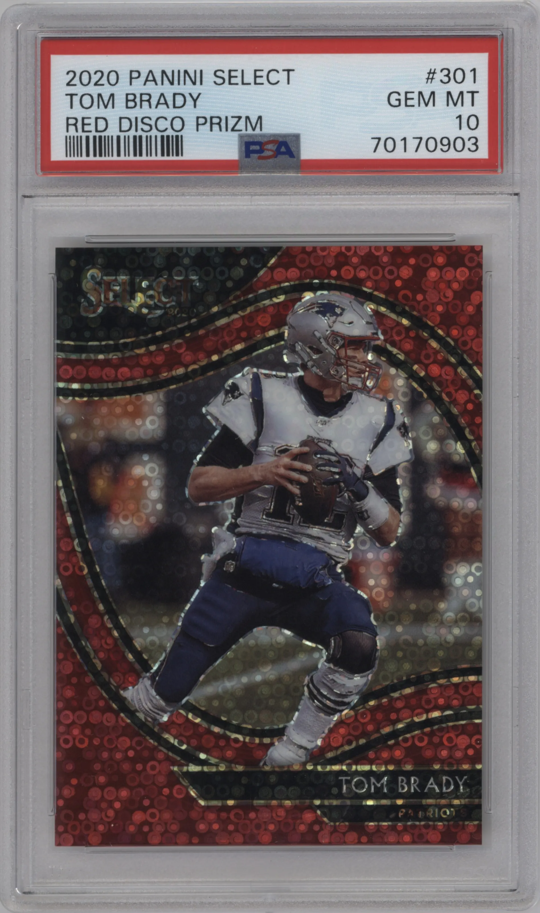 2020 Panini Select Field Lvl. Tom Brady Disco Red #301 PSA 10