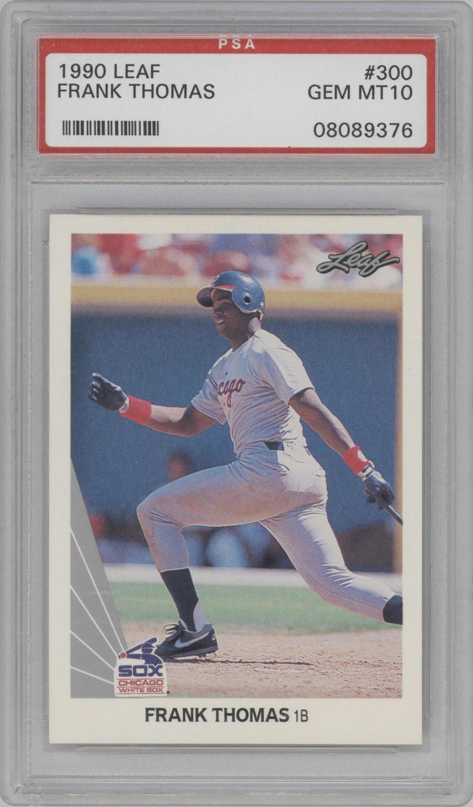 Frank Thomas from the 1990 Leaf set graded by PSA and given an overall grade of 10.