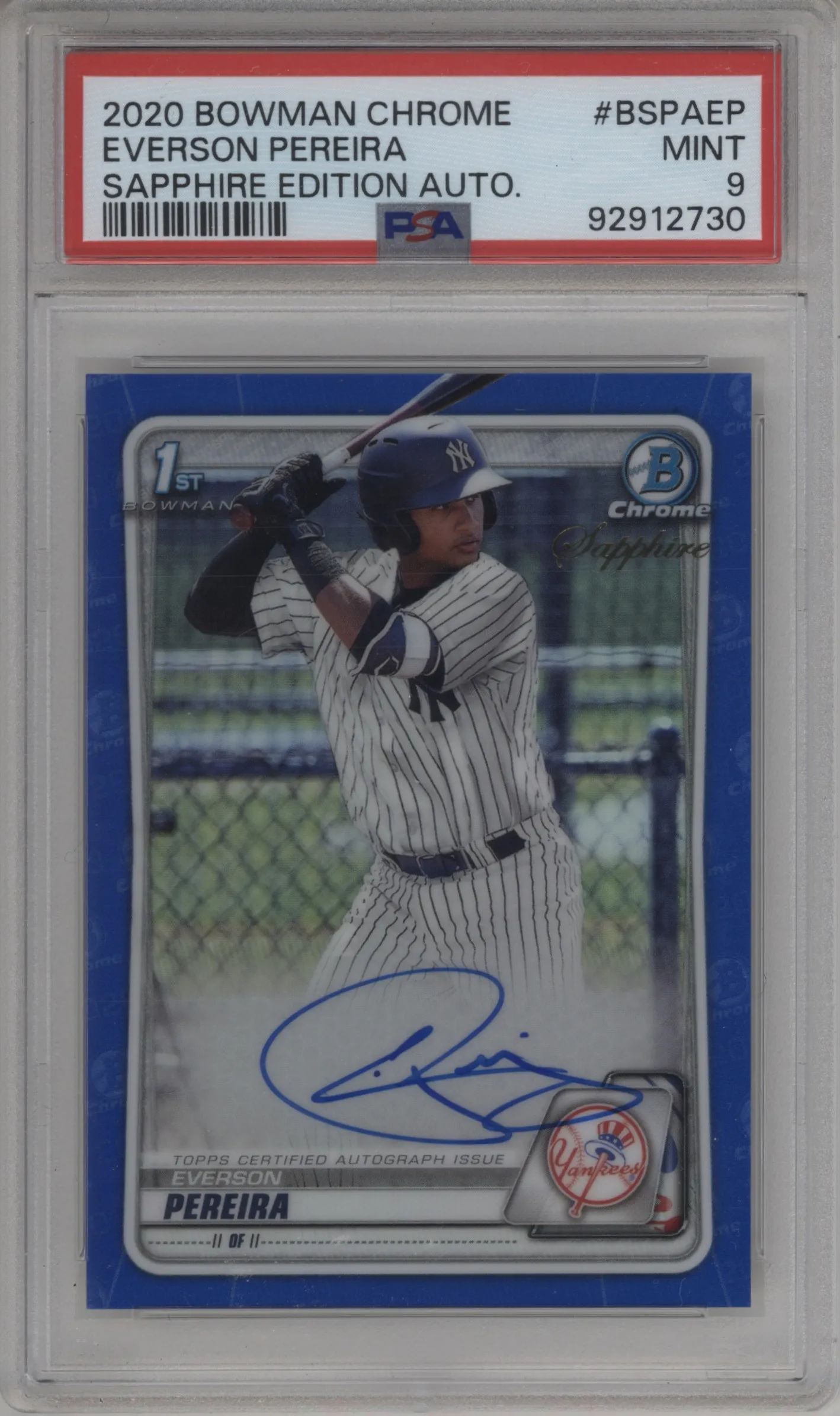 2020 Bowman Sapphire Edition Chr.Pros.Auto Everson Pereira #BSPA-EP PSA 9