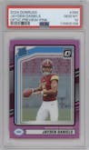 Jayden Daniels from the 2024 Donruss set featuring a Pink parallel graded by PSA and given an overall grade of 10.