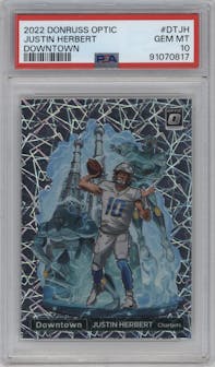 Justin Herbert from the 2022 Panini Donruss Optic set graded by PSA and given an overall grade of 10.
