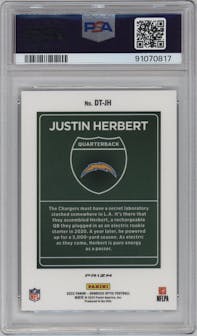 Justin Herbert from the 2022 Panini Donruss Optic set graded by PSA and given an overall grade of 10.