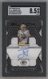 Jordan Love from the 2023 Panini Black set graded by SGC and given an overall grade of 8.5.