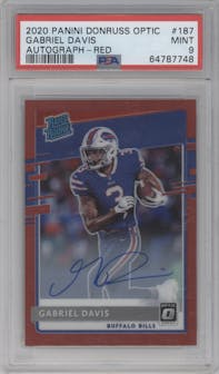 Gabriel Davis from the 2020 Panini Donruss Optic set featuring a Red parallel graded by PSA and given an overall grade of 9.