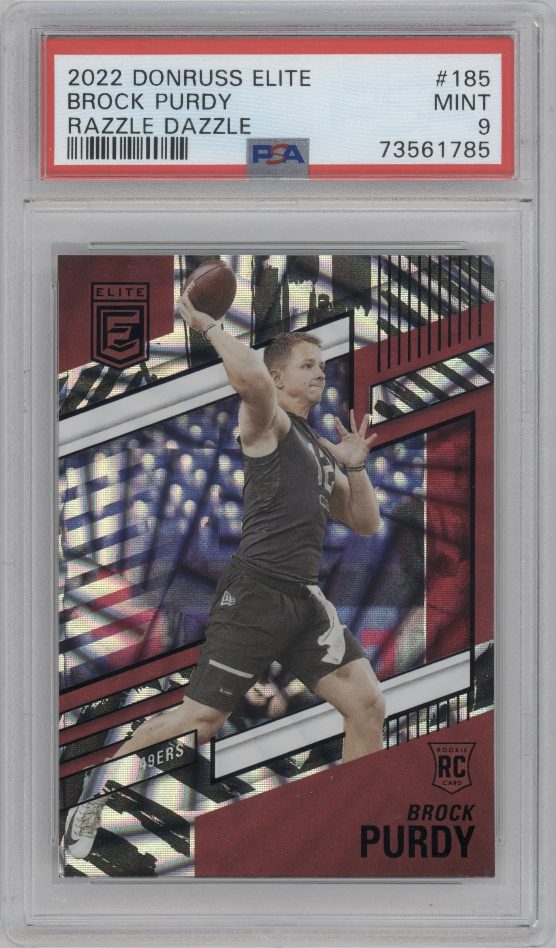 2022 Panini Donruss Elite Brock Purdy Razzle Dazzle #185 PSA 9