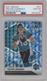 Trevor Lawrence from the 2021 Panini Mosaic set featuring a Reactive Blue parallel graded by PSA and given an overall grade of 10.