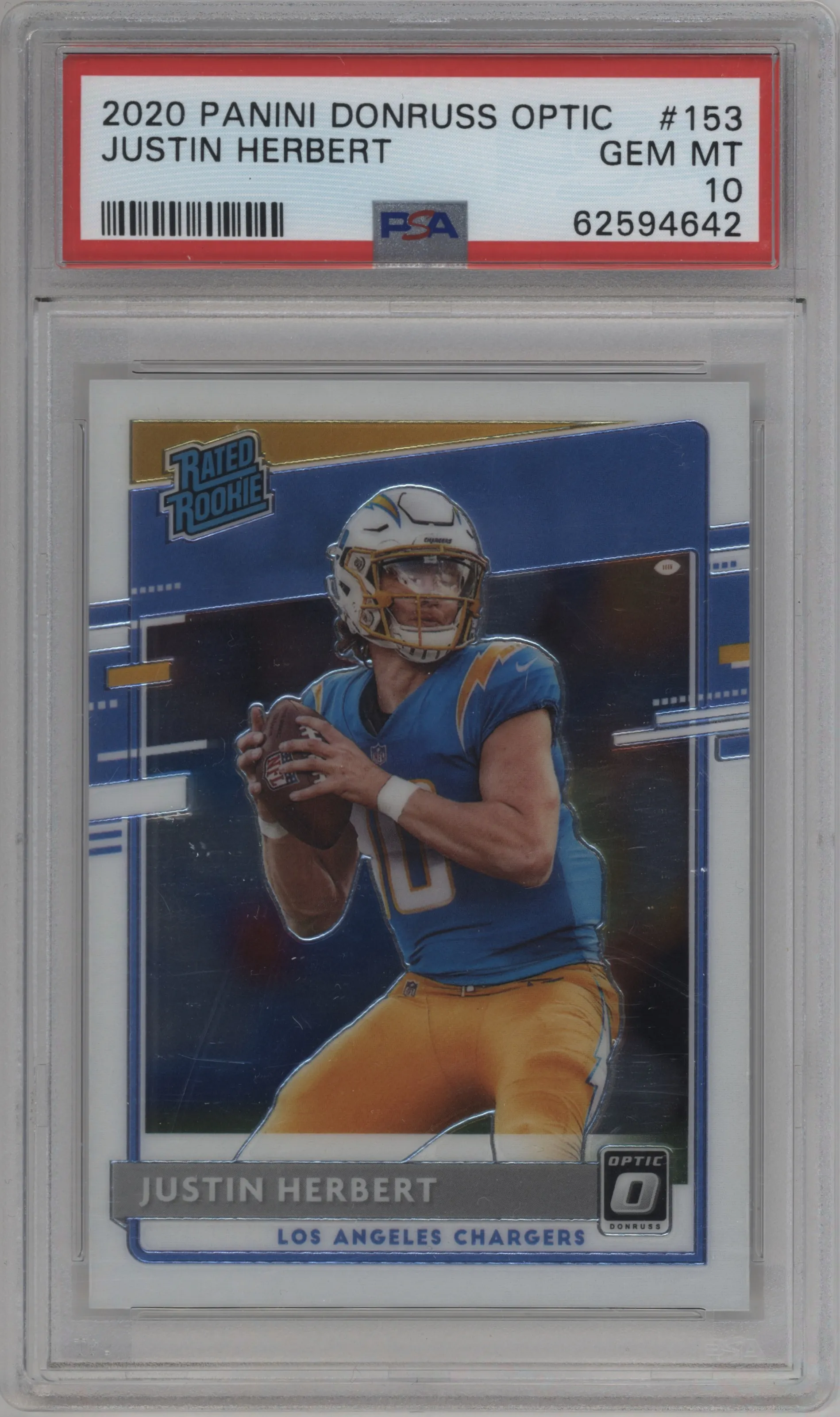 2020 Panini Donruss Optic Rated Rookie Justin Herbert PSA 10