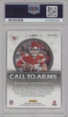 Patrick Mahomes II from the 2020 Panini Playoff set featuring a Silver parallel graded by PSA and given an overall grade of 10.