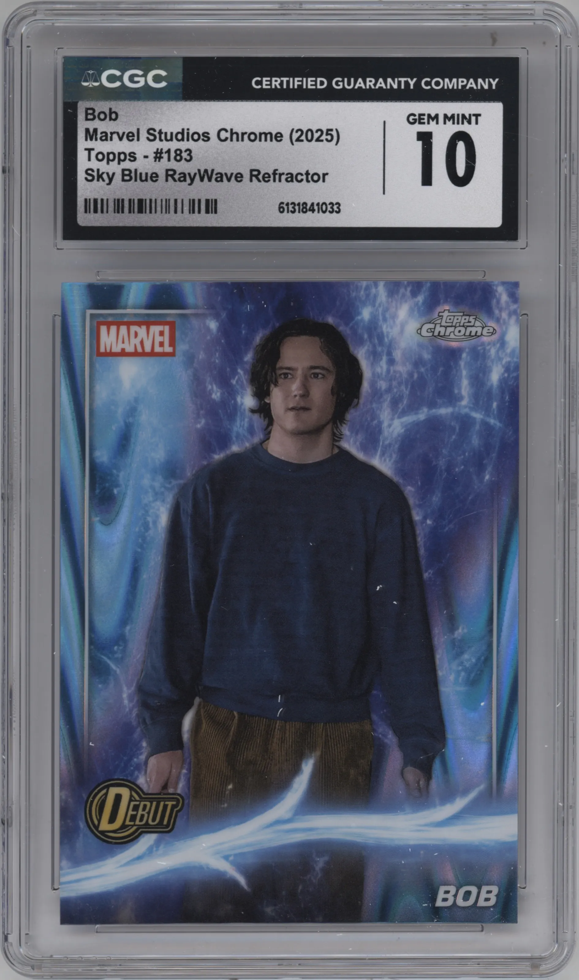 2025 Topps Chrome Marvel Studios Bob Sky Blue RayWave Refractor #183 CGC 10