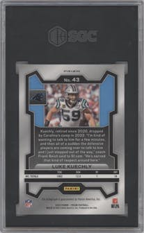 Luke Kuechly from the 2023 Panini Prizm set graded by SGC and given an overall grade of 10.