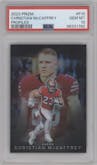 Christian McCaffrey from the 2023 Panini Prizm set graded by PSA and given an overall grade of 10.