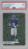 Malik Nabers from the 2024 Panini Donruss Elite set featuring a Green Disco parallel graded by PSA and given an overall grade of 9.