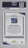Malik Nabers from the 2024 Panini Donruss Elite set featuring a Green Disco parallel graded by PSA and given an overall grade of 9.