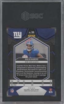 Malik Nabers from the 2024 Panini Mosaic set featuring a Choice Red and Green parallel graded by SGC and given an overall grade of 10.