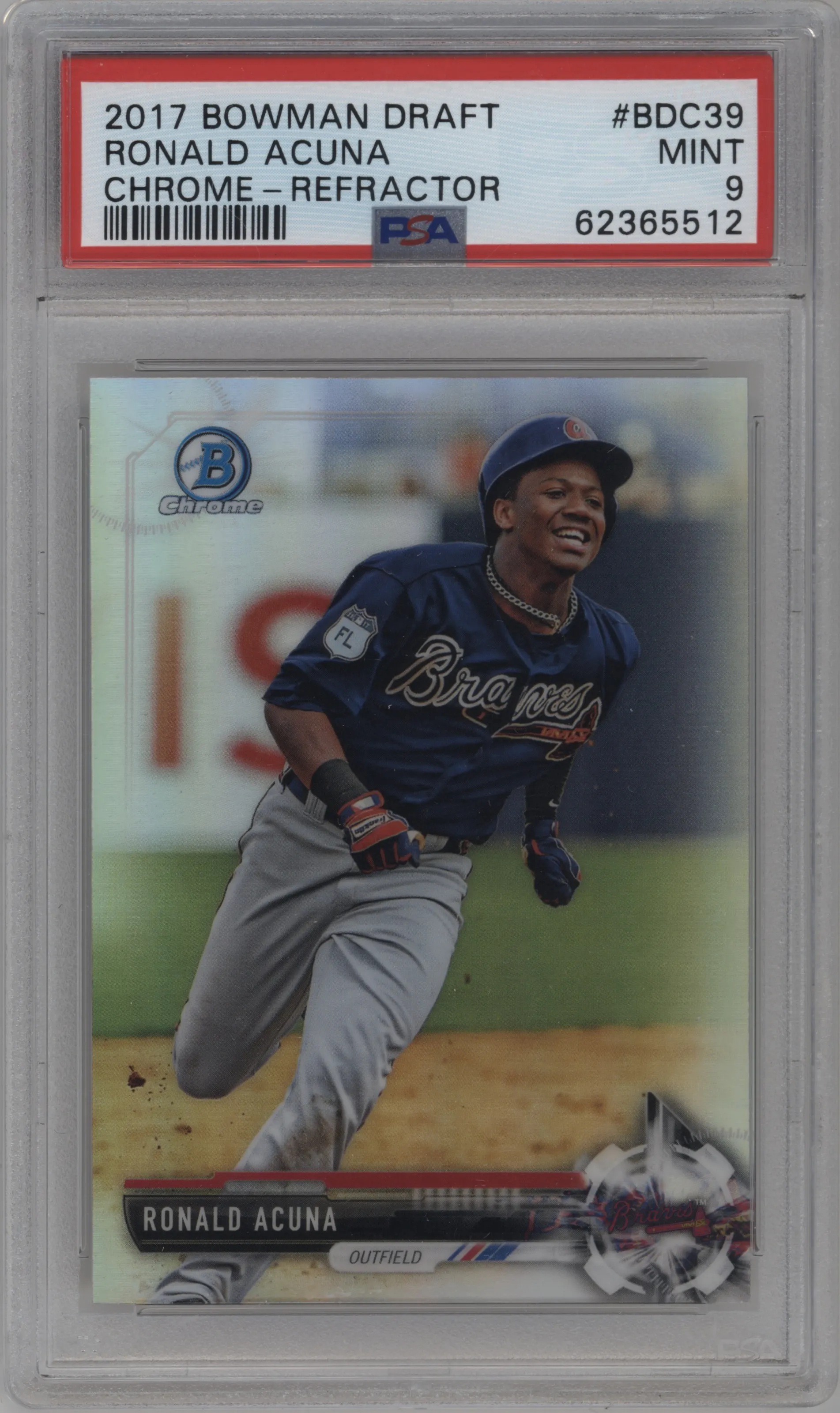 2017 Bowman Draft Chrome Ronald Acuna Refractor #BDC-39 PSA 9