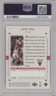 Michael Jordan from the 1998-99 SP Authentic set graded by PSA and given an overall grade of 8.