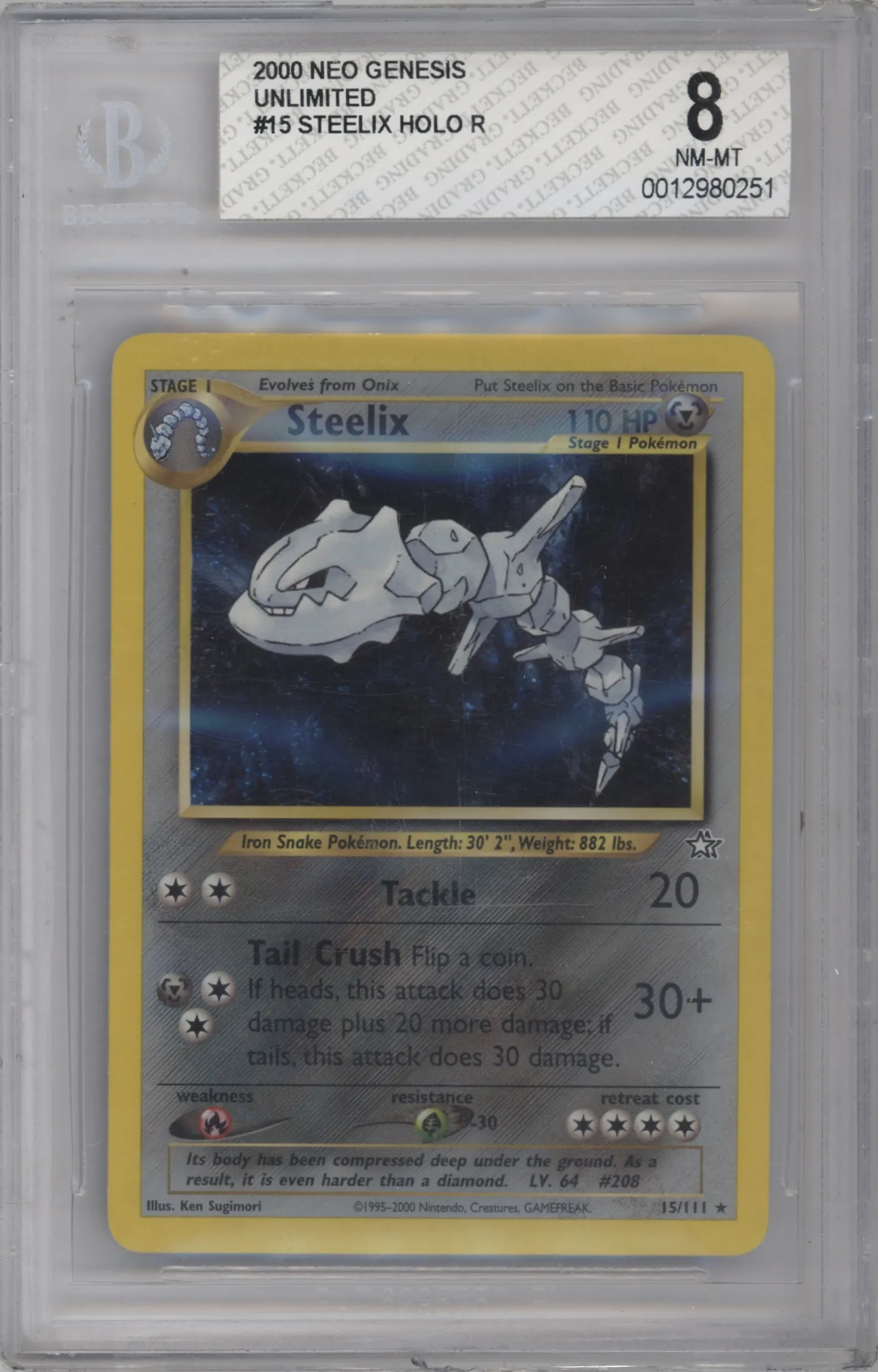 2000 Pokemon Neo Genesis Steelix #15 BGS 8