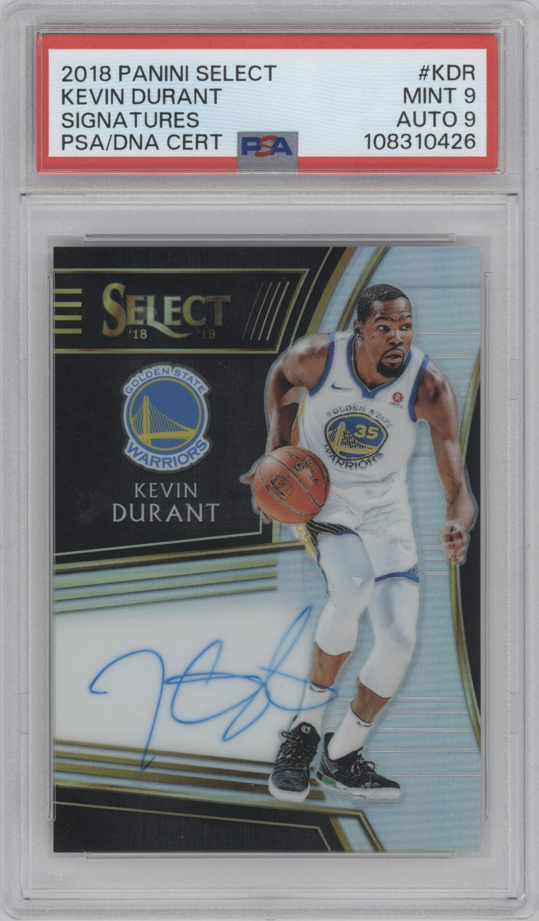 Kevin Durant from the 2018-19 Panini Select  set graded by PSA and given an overall grade of 9.