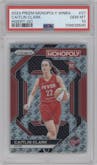 Caitlin Clark from the 2024 Panini Prizm Monopoly WNBA set featuring a Go parallel graded by PSA and given an overall grade of 10.
