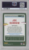 Joe Burrow from the 2023 Donruss Optic set featuring a Fire parallel graded by PSA and given an overall grade of 10.