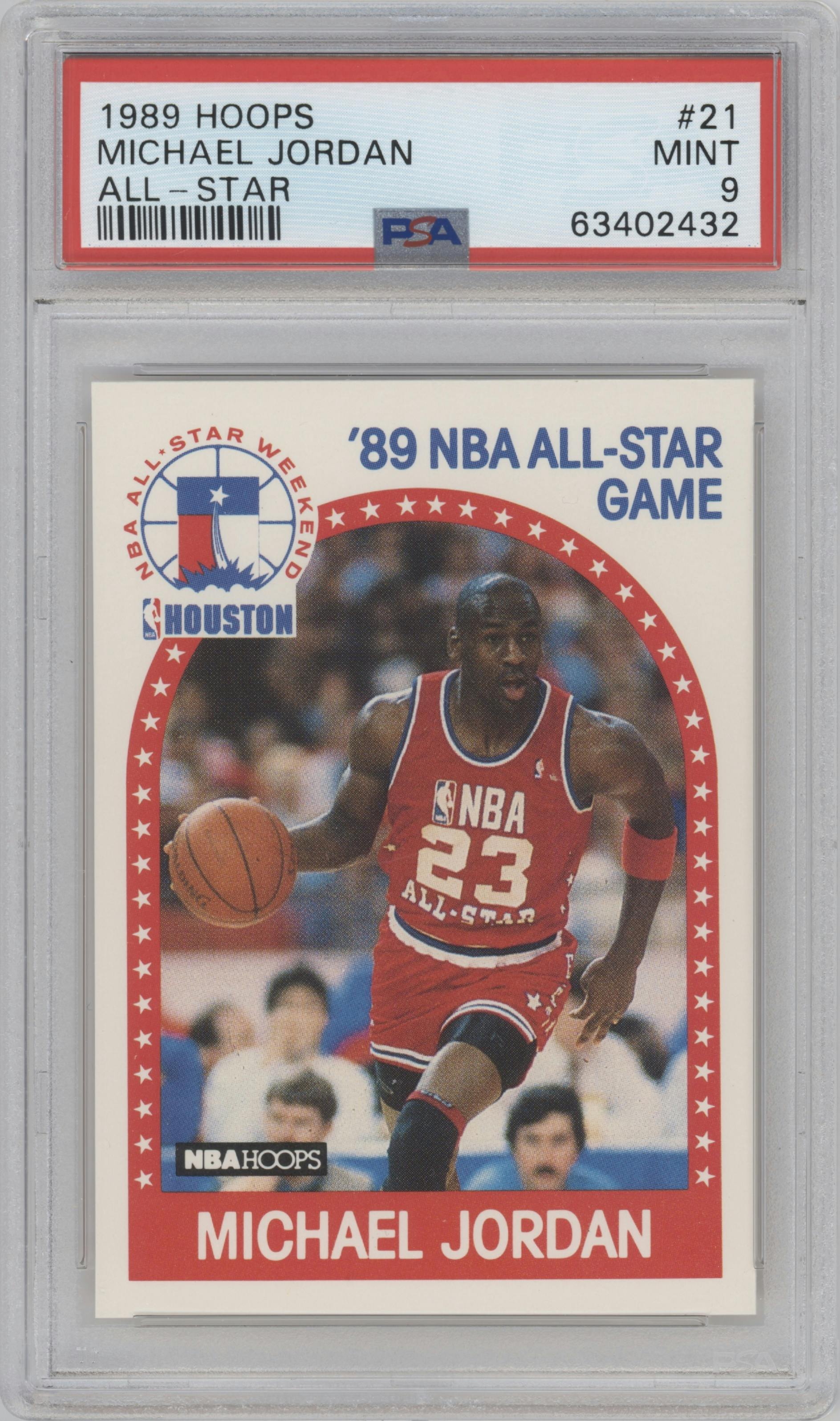 Michael Jordan from the 1989-90 NBA Hoops  set graded by PSA and given an overall grade of 9.