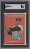 Roger Maris from the 1961 Topps set graded by SGC and given an overall grade of 5.