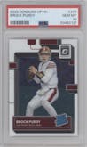Brock Purdy from the 2022 Panini Donruss Optic set graded by PSA and given an overall grade of 10.
