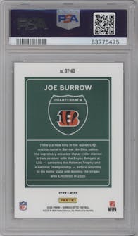 Joe Burrow from the 2020 Panini Donruss Optic set graded by PSA and given an overall grade of 10.