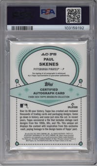 Paul Skenes from the 2024 Topps Brooklyn Collection set featuring a Gold parallel graded by PSA and given an overall grade of 9.