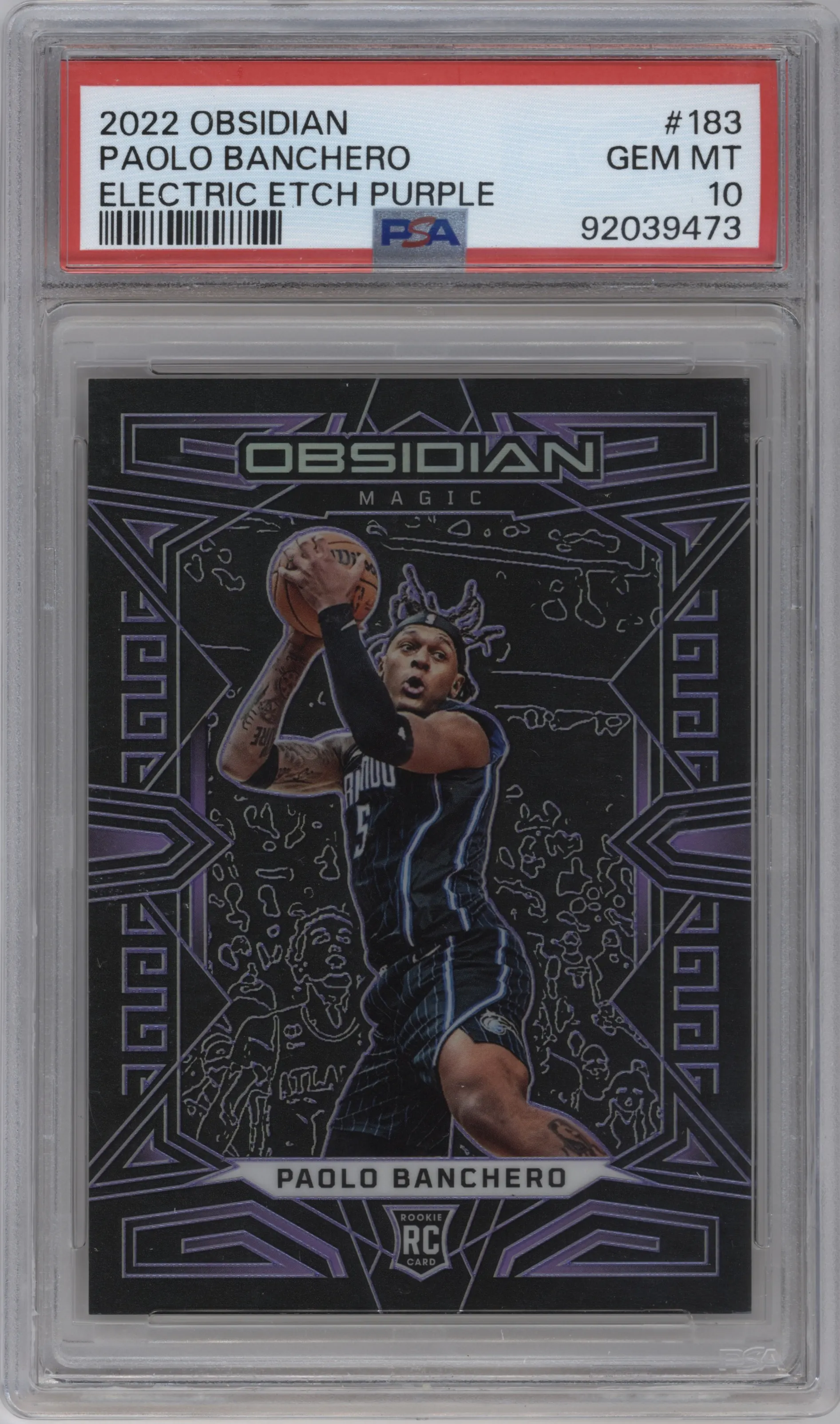 2022 Panini Obsidian Paolo Banchero Electric Etch Purple #183 PSA 10