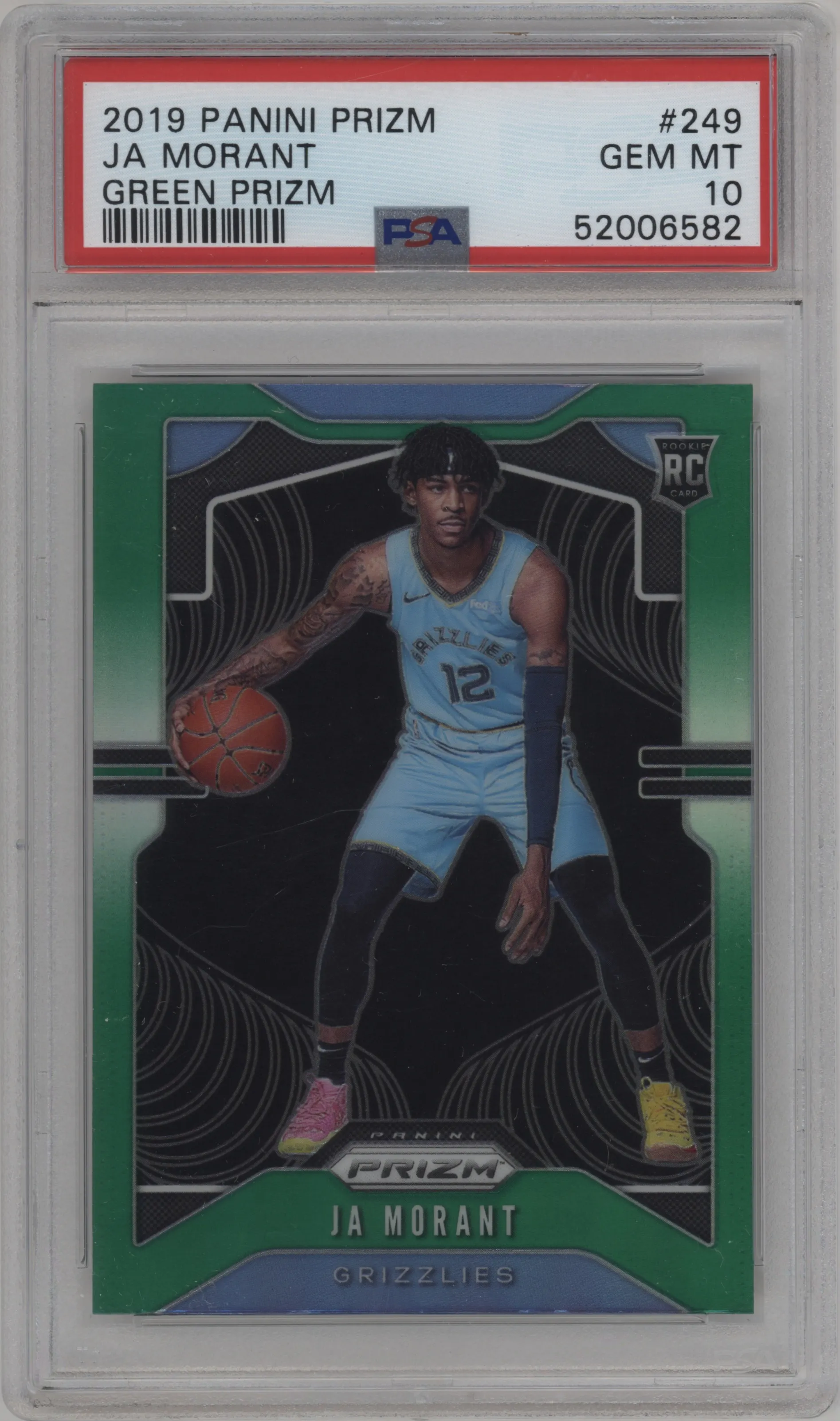 2019 Panini Prizm Ja Morant Green Prizm #249 PSA 10