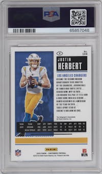 Justin Herbert from the 2020 Panini Contenders set featuring a Red Zone Ticket FOTL parallel graded by PSA and given an overall grade of 10.
