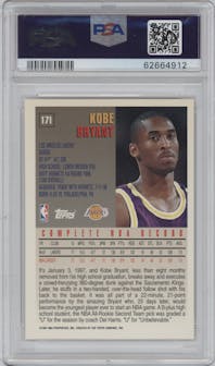 Kobe Bryant from the 1997-98 Topps  set graded by PSA and given an overall grade of 6.