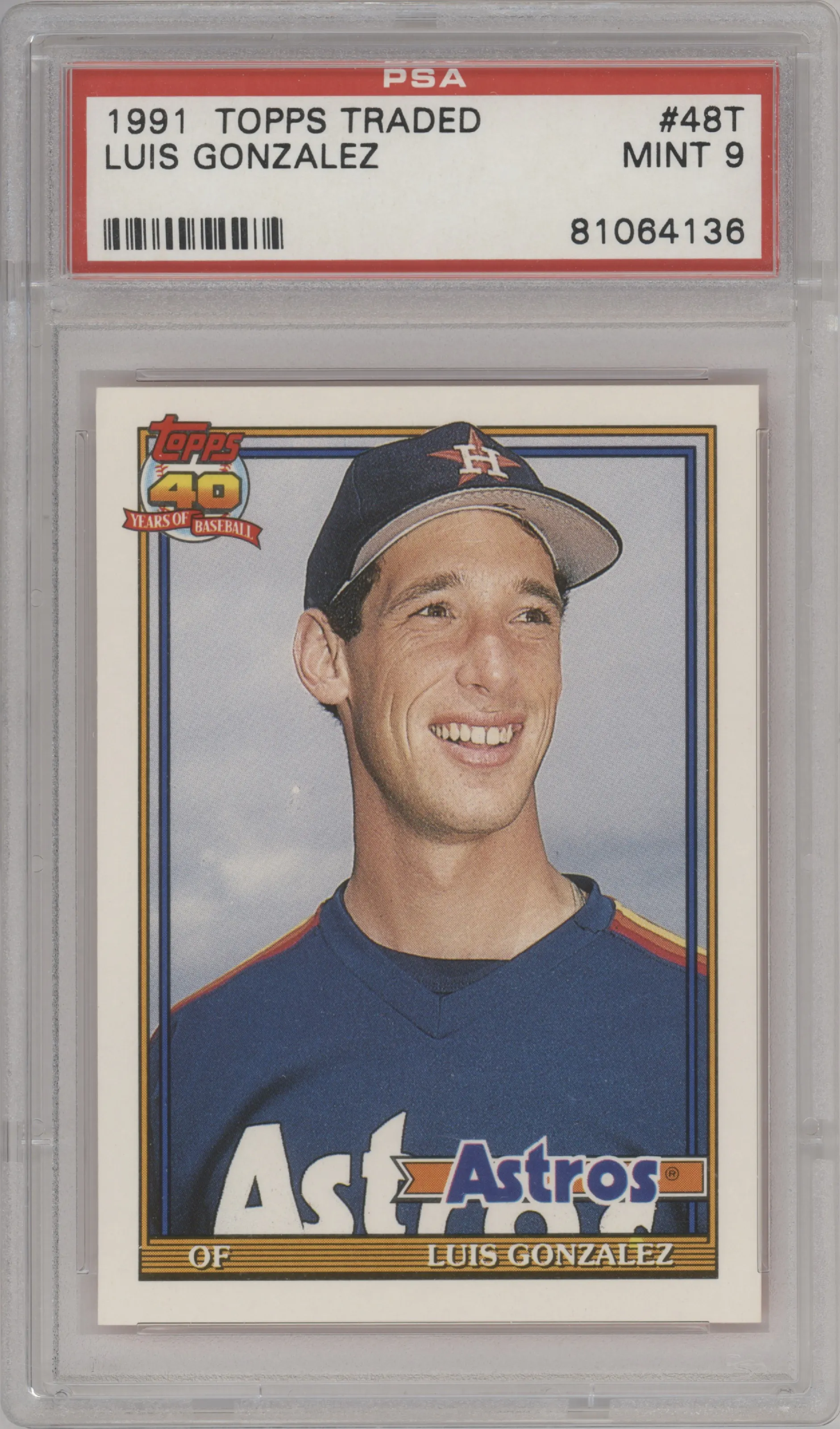 1991 Topps Traded Luis Gonzalez PSA 9