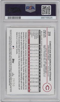 Christian Encarnacion-Strand from the 2024 Topps  set featuring a Yellow Crackle Foil parallel graded by PSA and given an overall grade of 10.