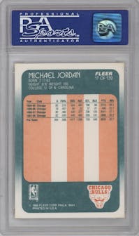 Michael Jordan from the 1988-89 Fleer set graded by PSA and given an overall grade of 9.