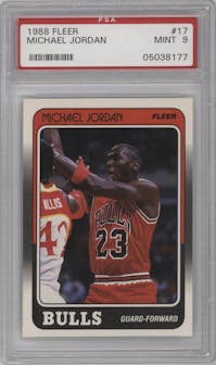 Michael Jordan from the 1988-89 Fleer set graded by PSA and given an overall grade of 9.